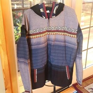Galapagos 50% Wool Aztek Colorful Full Zippered Sz. XL Jacket Hoodie